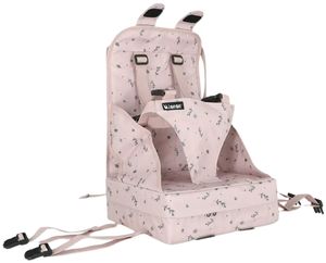 בוסטר / כרית הגבהה לאוכל וזמן משחק עם משענת ורצועות - ורוד עלים