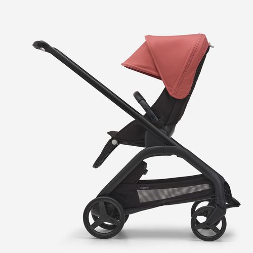 עגלת משולבת Bugaboo Dragonfly בוגבו דרגונפליי שלדה שחורה בד שחור גגון אדום 