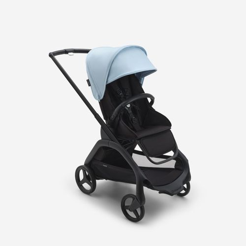 עגלת משולבת Bugaboo Dragonfly בוגבו דרגונפליי שלדה שחורה בד שחור גגון כחול סקיי ליין