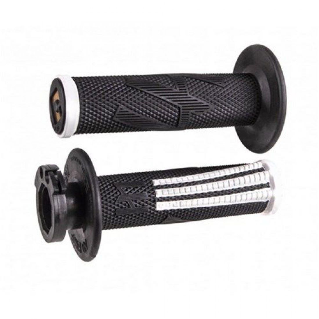 גריפים ODI EMIG PRO V2 עם נעילה וידית מצערת - שחור/לבן