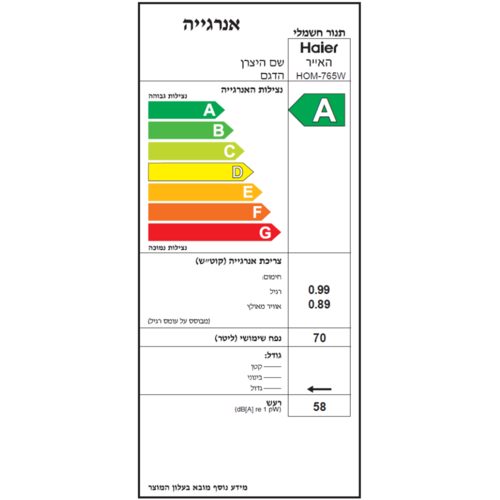 תנור מכני בנוי 65 ליטר Haier HOM-765