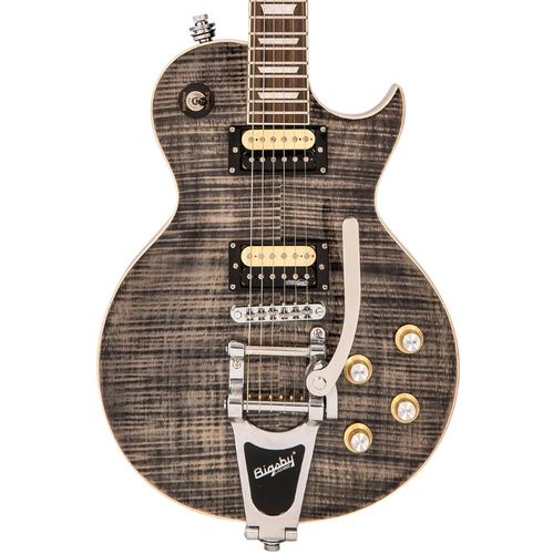 זוית נוספת Vintage V100 ReIssued Electric Guitar w/Bigsby ~ Flamed Thru Blac