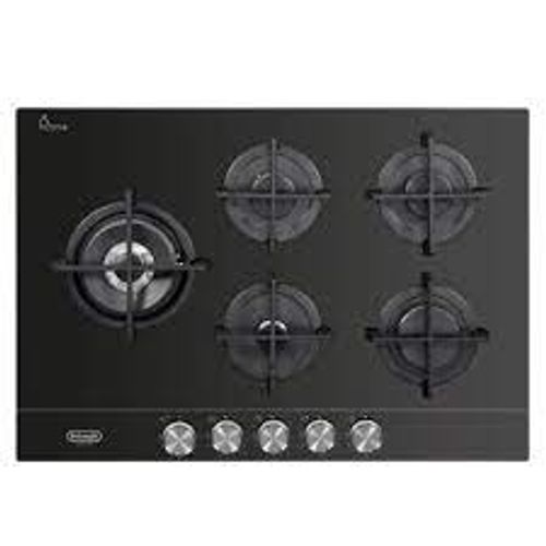 כיריים גז 5 להבות 75 ס"מ דגם NDG40N דלונגי DeLonghi זכוכית שחורה