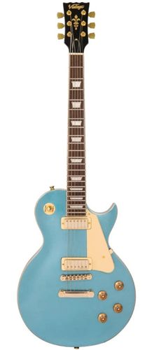 Vintage V100M Mini Double Coil ReIssued Electric Guitar ~ Gun Hill Blue