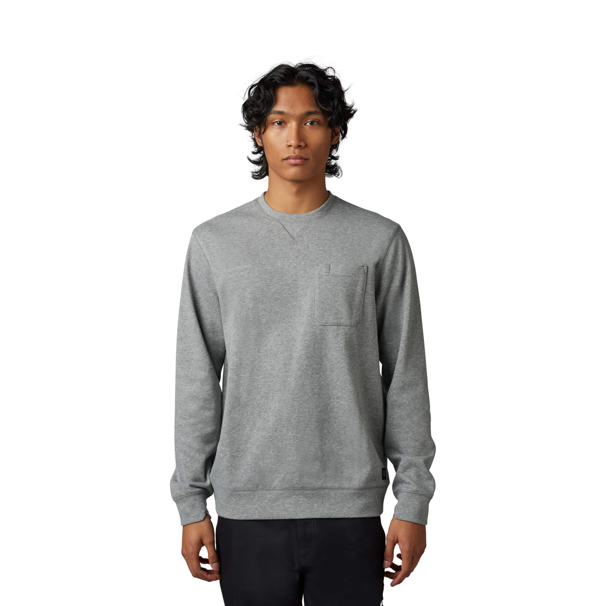 חולצה ארוכה עם כיס אפור - LEVEL UP LS PKT TEE V23