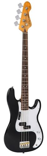 Vintage V4 ReIssued Bass Guitar ~ Rocker Black / Mirror Scratchplate