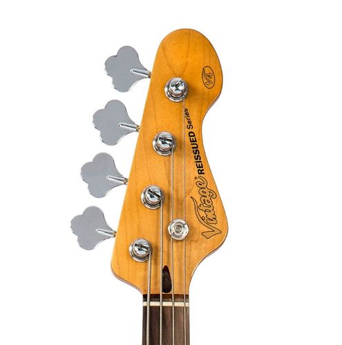 זוית נוספת Vintage V4 ReIssued Bass Guitar ~ Rocker Black / Mirror Scratchplate