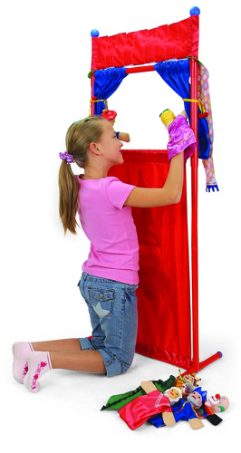 מתקן תאטרון בובות רצפתי עם מסך ו 6 בובות 