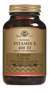 ויטמין E 400 יחב"ל עם תערובת טוקופרולים סולגאר 100 כמוסות רכות - Solgar Vitamin E 400 IU Mixed Tocopherols