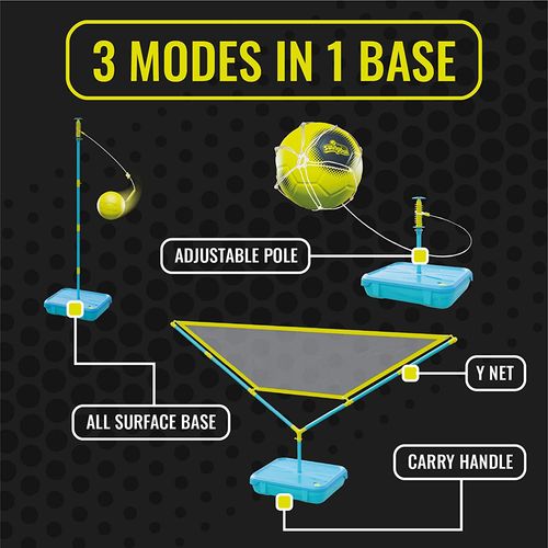 סווינגבול 5 ב 1 עם בסיס - סט חמישה משחקי כדור / ספורט כולל המשחק הקלאסי + 2 מחבטים (6+)
