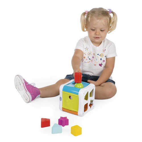 קוביית משחק עם 4 צורות גאומטריות, 2 כדורים ופטיש - צ'יקו