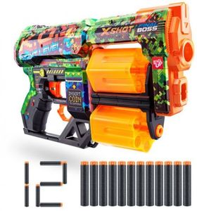 רובה ילדים אקס שוט SKINS כולל 12 חיצי ספוג למשחקי מלחמה עם חברים בחצר - K.O.