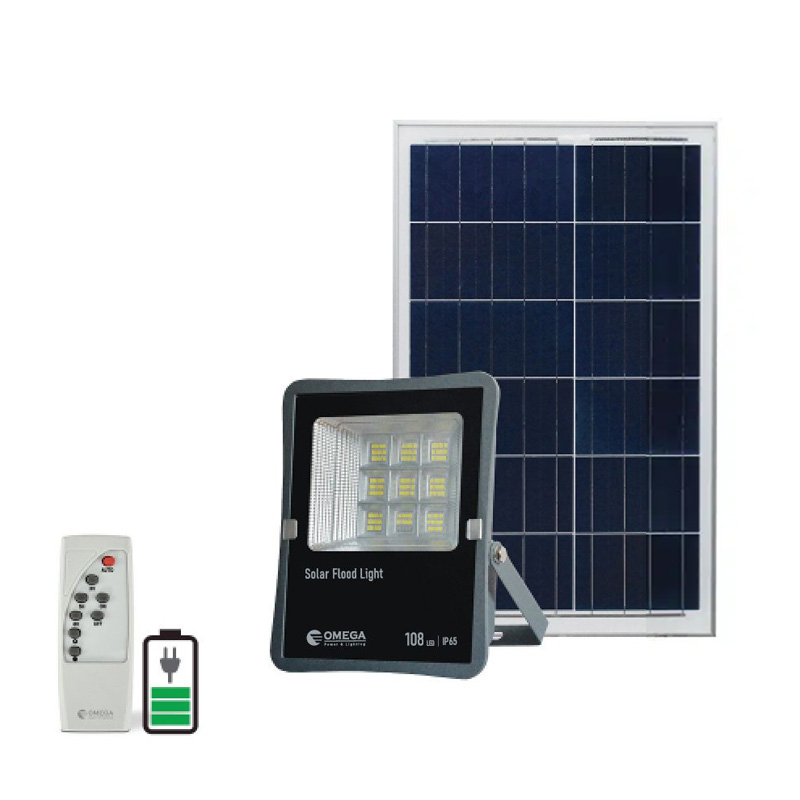 פנס הצפה סולארי 100W דגם 108 LED כולל שלט Omega אומגה
