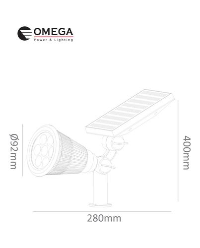 דוקרן גינה סולארי RGB 3W שחור Omega אומגה 
