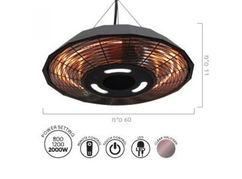 פטריית חימום חשמלית תלויה עם שלט S.Patio 2000W - צבע שחור (דגם 37090)