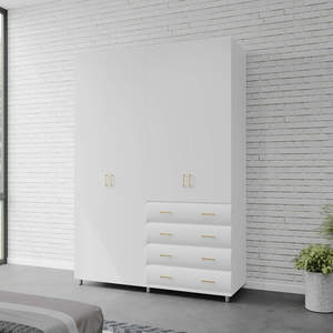 ארון בגדים 4 דלתות 4 מגירות דגם יהלום 160X240