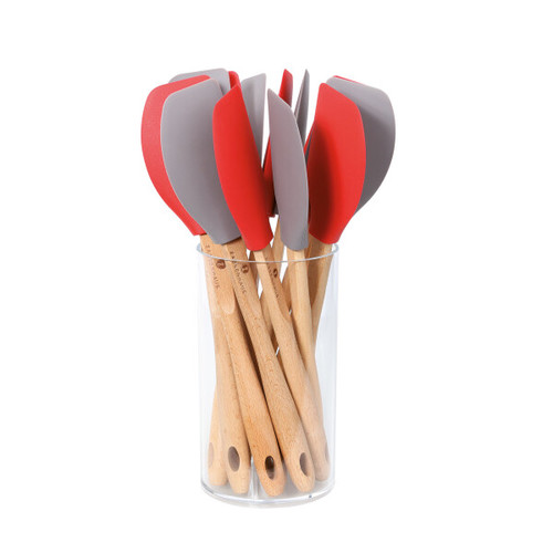 לקקן סיליקון ידית עץ dough scraper