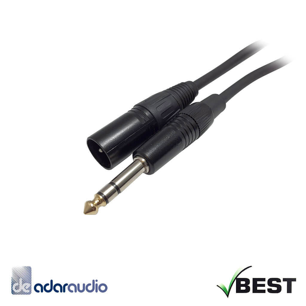 כבל מקצועי - PL 6.35 זכר סטריאו ל-XLR זכר - 5 מטר - Best
