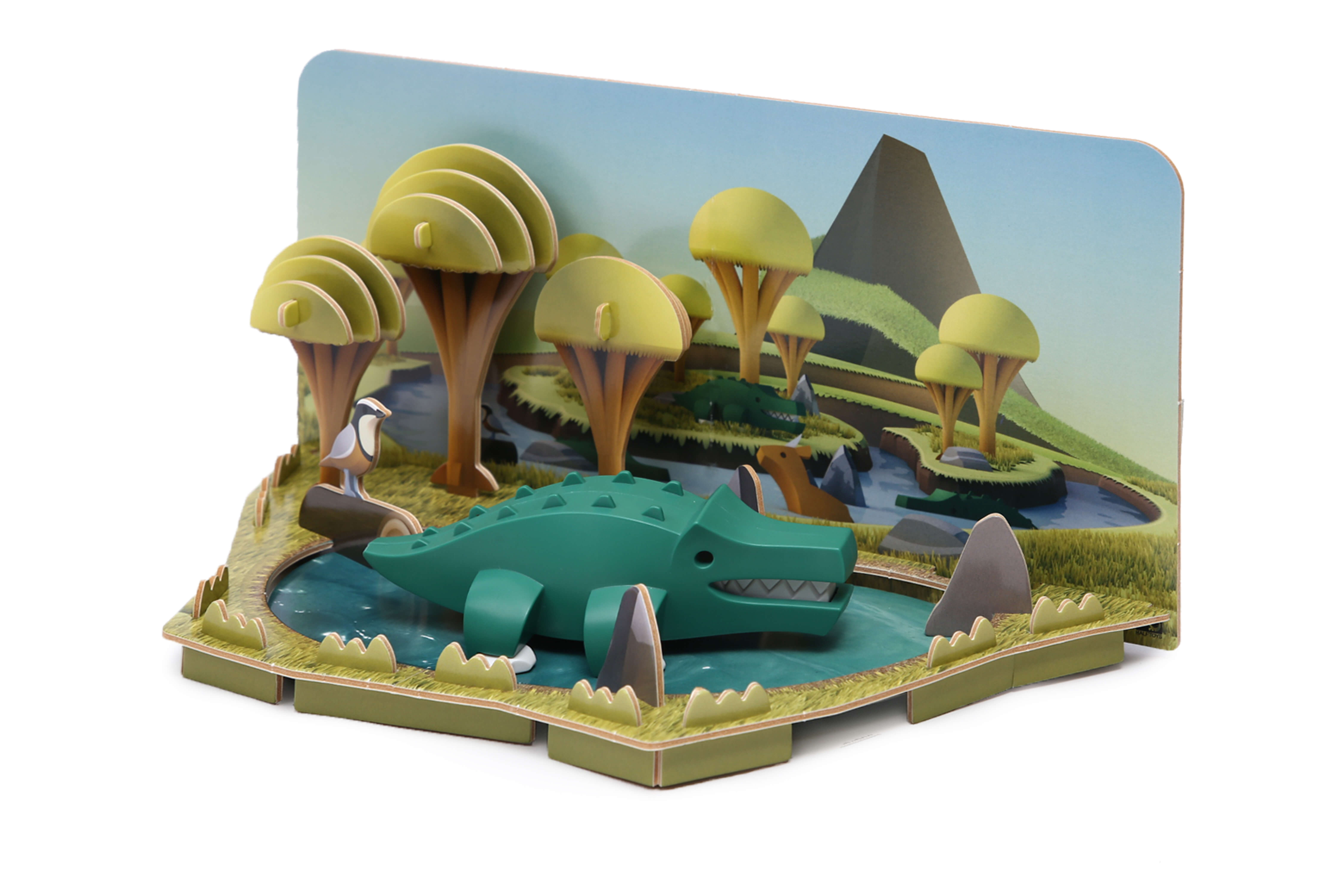 הרכבה תנין מגנטי עם שלד וסביבת מחיה 3D
