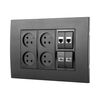 עמדת HOME & OFFICE תחת הטיח שחור מט 6 מודול, 4 שקעים ומתאם ניסקו סוויץ'