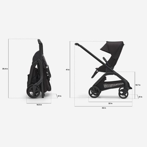 עגלת משולבת Bugaboo Dragonfly בוגבו דרגונפליי שלדה שחורה בד שחור גגון קורל