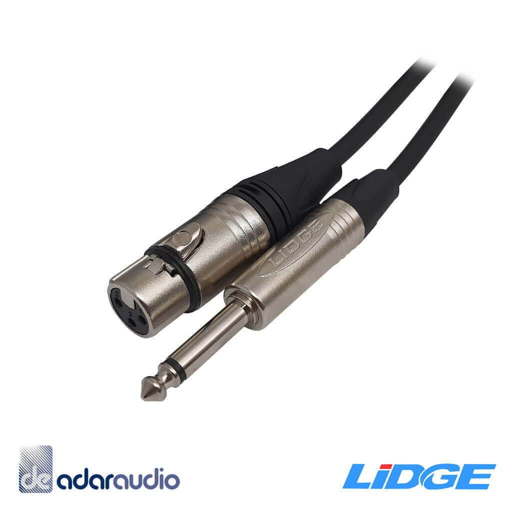 כבל מקצועי PL 6.3 זכר מונו ל-XLR נקבה - 5 מטר - Lidge