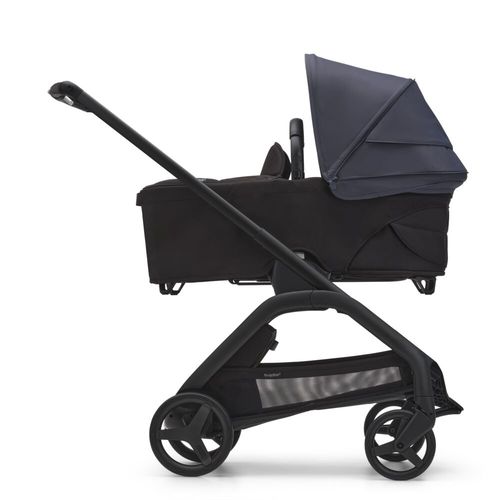 עגלת משולבת Bugaboo Dragonfly בוגבו דרגונפליי שלדה שחורה בד שחור גגון כחול סטורמי