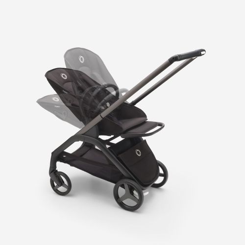 עגלת משולבת Bugaboo Dragonfly בוגבו דרגונפליי שלדה שחורה בד שחור גגון כחול סטורמי