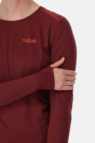 חולצת טי ארוכה בורדו נשים Force מבית ראב Rab