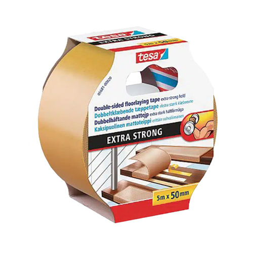 סרט דבק דו צדדי חזק לשטיחים ו-PVC באורך 5 מטר מבית Tesa גרמניה