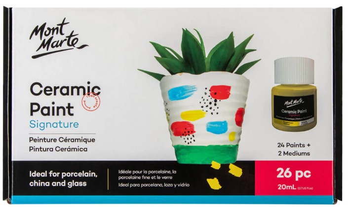 סט 24 צבעים לקרמיקה וזכוכית (20 מ"ל)  MONT MARTE Ceramic Paints