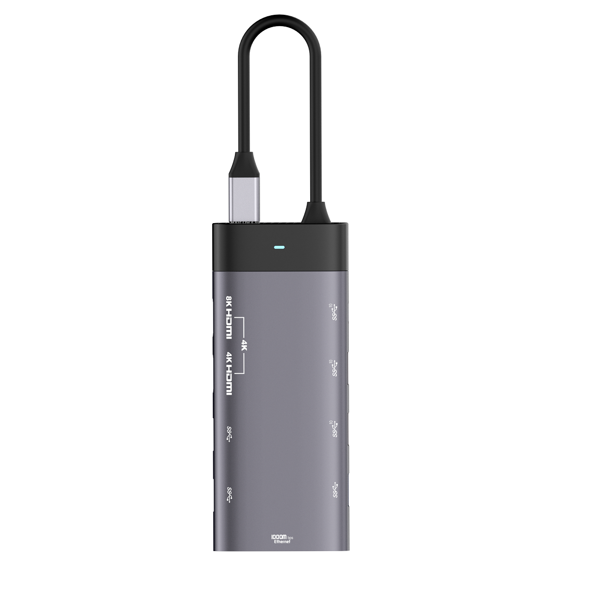 מפצל TYPE-C 10IN1 PROTEC USB+PD+AUDIO+HDMIX2+LAN PROTEC