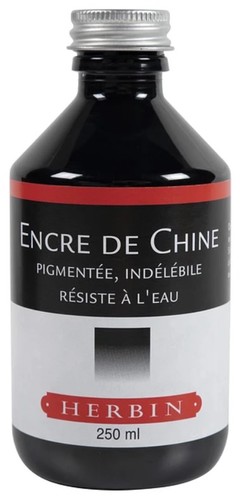 דיו שחור China Tinte  לציור וקליגרפיה HERBIN, נפח 250 מ