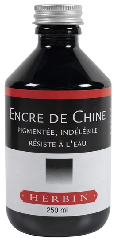 דיו שחור China Tinte  לציור וקליגרפיה HERBIN, נפח 250 מ"ל
