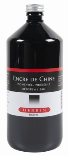 דיו שחור China Tinte  לציור וקליגרפיה HERBIN, נפח 1000 מ