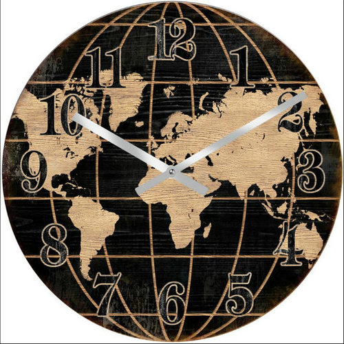 שעון קיר זכוכית גלובוס עולם 38 ס