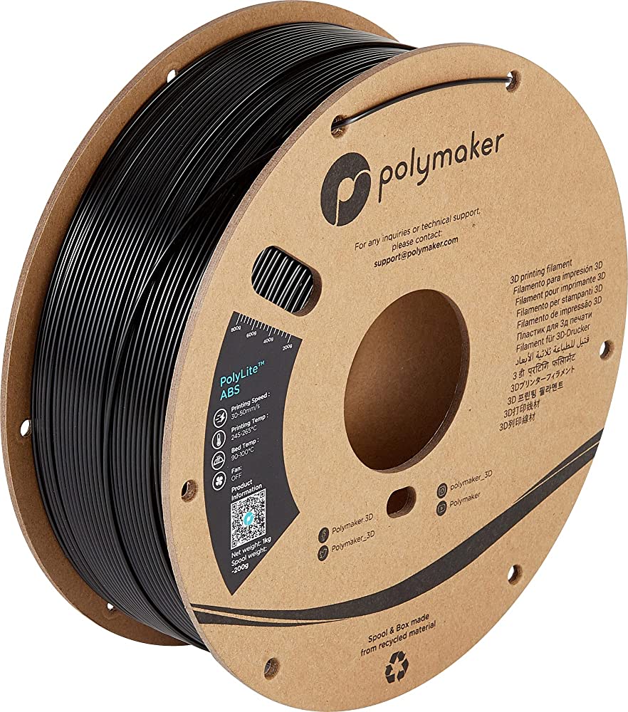 פילמנט שחור 1 ק"ג 1.75 מ"מ-  Polylite ABS BLACK