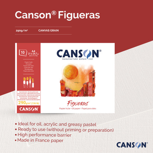 בלוק נייר לצבעי שמן 290 גר' CANSON FIGUERAS 10