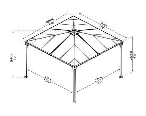 גזיבו לגינה PALERMO אפור כהה 4.3x4.3 | מק