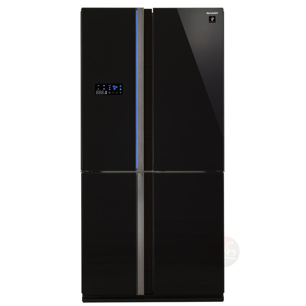 מקרר 610 ליטר Sharp SJR8911 שארפ 4 דלתות מקפיא תחתון זכוכית שחורה