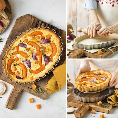 תבנית טארט אובאלית שוליים מעוטרים 29X20X3 ס
