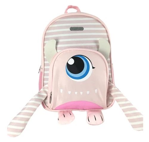 תיק גן מינימי מעוצב עם שני תאי אחסון ושני תאים צדדים לבקבוקים - מפלצת ורודה 