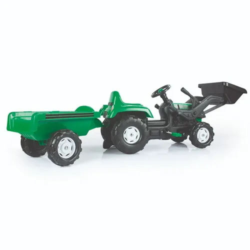 טרקטור פדלים עם כף ירוק ועגלה נגררת - 8048 DOLU