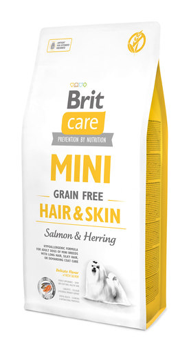 בריט קר מיני עור ופרווה סלמון ללא דגנים 2 ק״ג - BRIT CARE מזון יבש לכלבים מגזע קטן