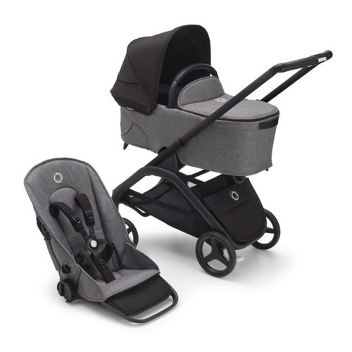 עגלת בוגבו דרגונפליי Bugaboo צבע:‏‏ ‏‏ ‏‏מרכב‏ שחור, ‏‏עריסה וטיולון אפור מלאנג', גגון שחור מידנייט
