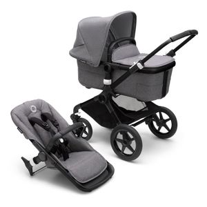 עגלת בוגבו פוקס 3 Fox - שלד שחור | ריפוד אפור מלאנג Grey Melange