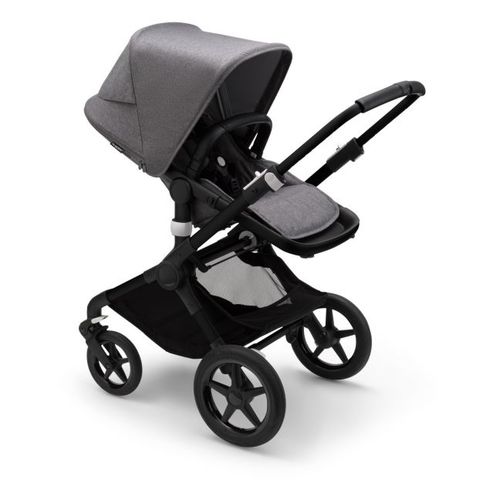 עגלת בוגבו פוקס 3 Fox - שלד שחור | ריפוד אפור מלאנג Grey Melange