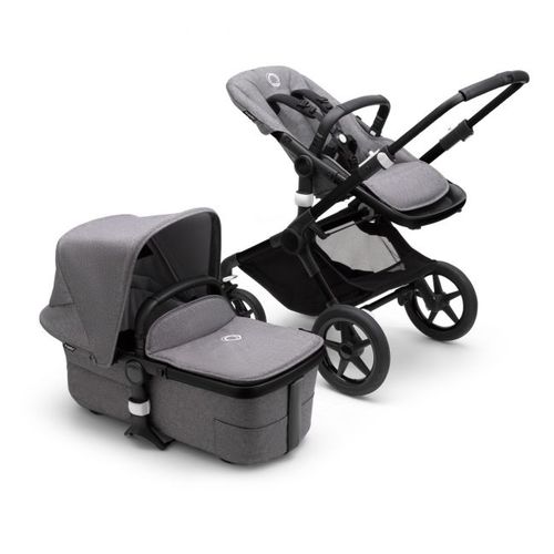 עגלת בוגבו פוקס 3 Fox - שלד שחור | ריפוד אפור מלאנג Grey Melange