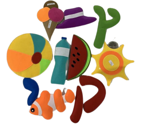 ערכת המחשה עשויה לבד סמלי קיץ