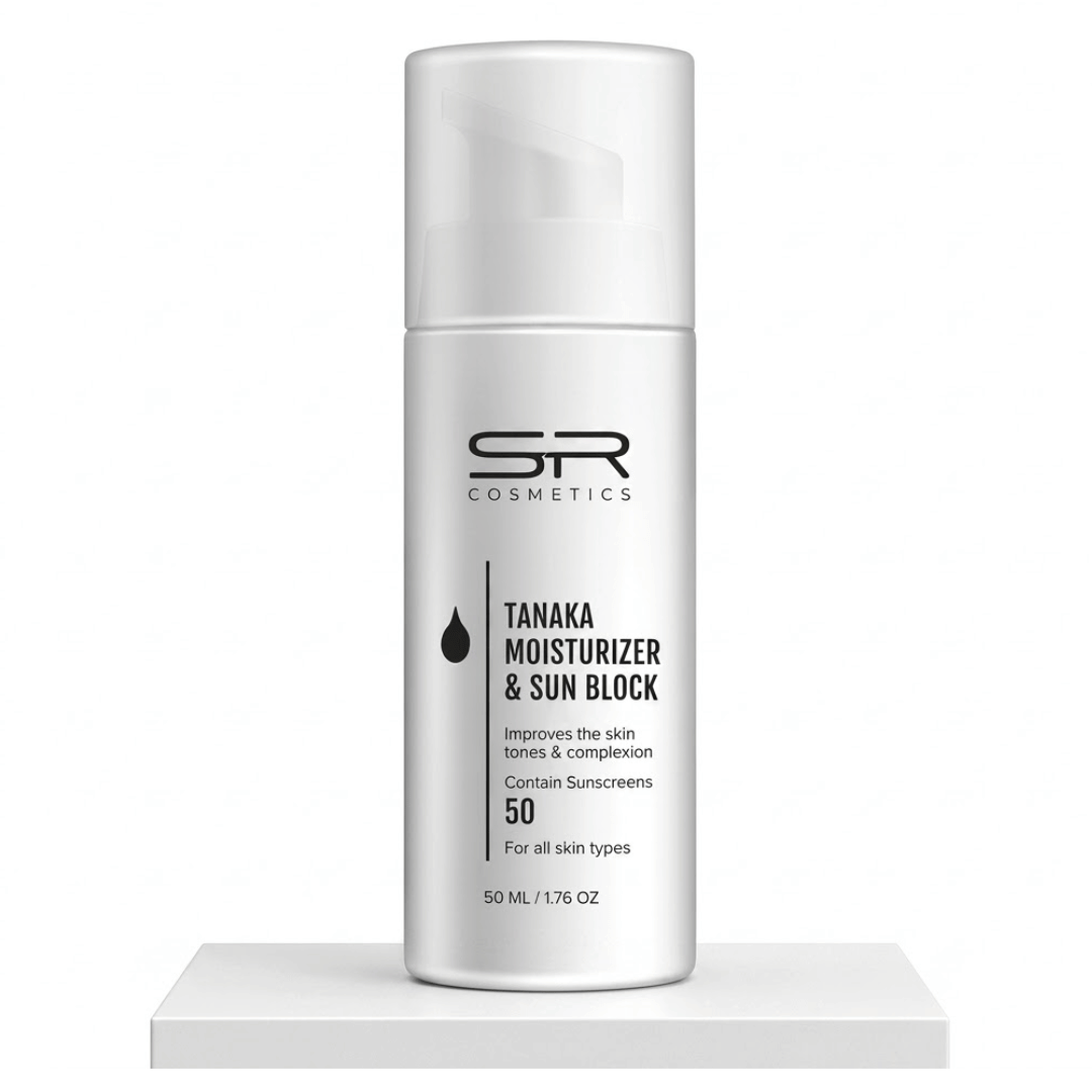 קרם לחות הטנאקה & חסם שמש חזק ומקדם הגנה מהשמש SPF 50 בגודל 50 מ"ל - אס אר קוסמטיקס | SR COSMETICS